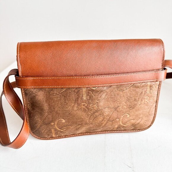 Vintage Nina Ricci Logo Spellout Coated Canvas Leather Trim Camera Bag - Picture 6 of 14